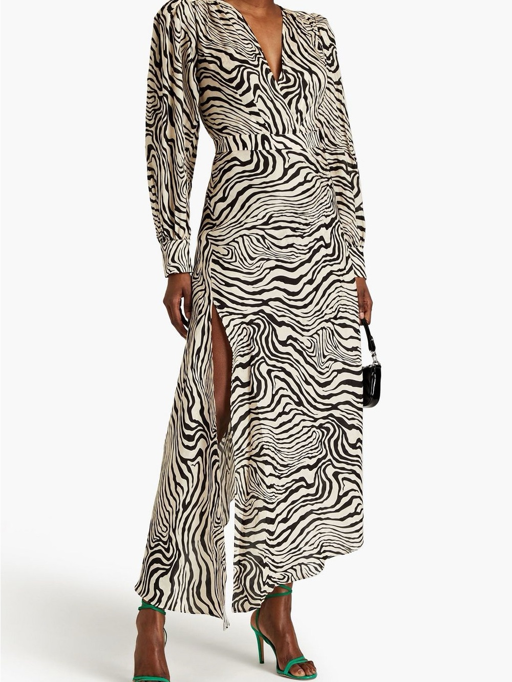 Ronny Kobo Collection Black and Cream Zebra-Print Maxi Dress